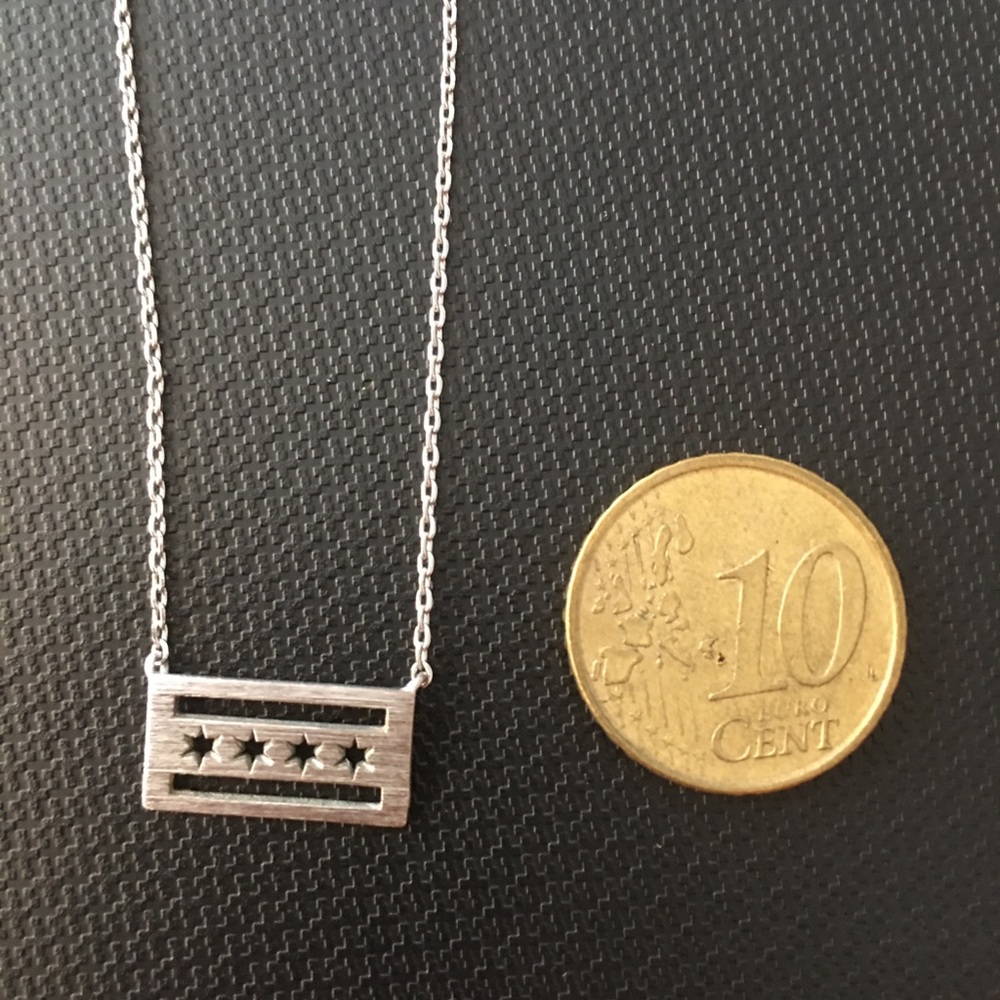 Stainless Steel Chicago Flag Necklace